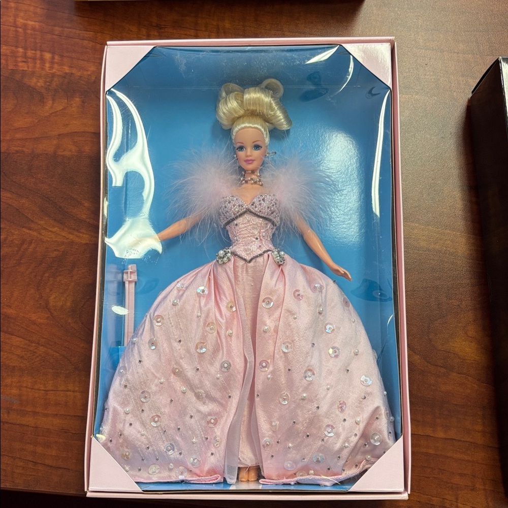 Limited Edition 1st in Series Pink Ice Barbie in Pink Gown with Feather Accents